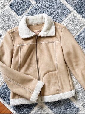 Aeropostale Cream Sherpa-Trim Tan Jacket